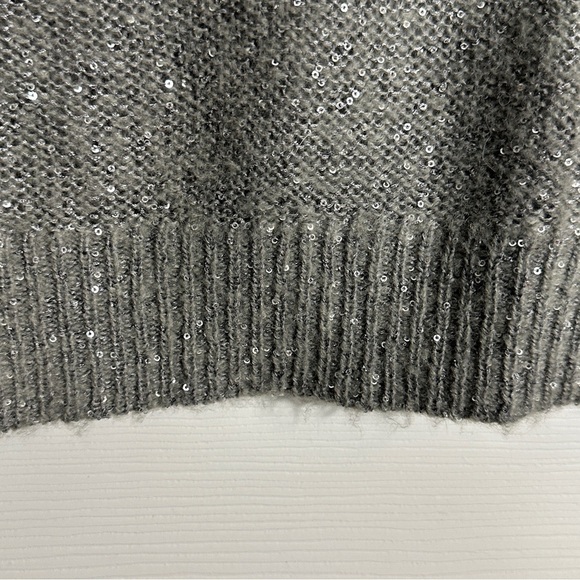 Ann Taylor size XL gray sparkly open weave sweater, lightweight, date night - Picture 4 of 10
